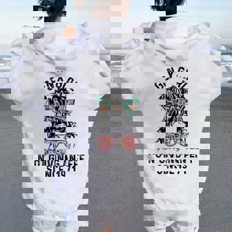 Gen X Girl Not Giving An Eff Since 1971 Tie Die Messy Bun Women Oversized Hoodie Back Print | Mazezy