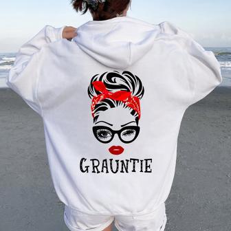 Grauntie Wink Eye Woman Face For Grauntie Women Oversized Hoodie Back Print - Thegiftio UK