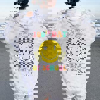 Groovy 100Th Day Of School Vibes Cute 100 Days Of School Women Oversized Hoodie Back Print | Mazezy