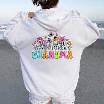 Groovy Wildflower Grandma Floral Grandma Mother's Day Women Oversized Hoodie Back Print - Thegiftio UK
