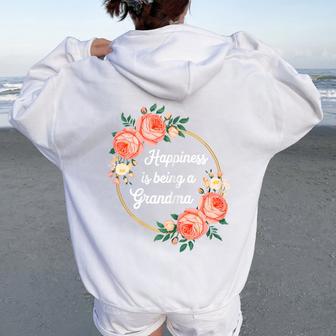 Happiness Is Being A Grandma Grandma Women Oversized Hoodie Back Print - Thegiftio UK