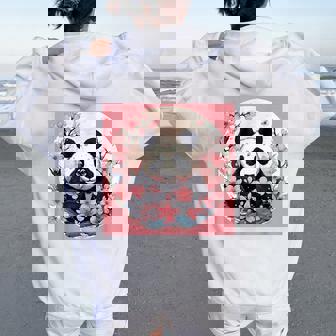 Joli Panda Rose Japonais En Fleur De Cerisier Sweat à capuche oversize pour femme avec imprimé dans le dos - Cadeauxyz