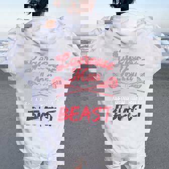 Lacrosse Mom Raised Her Beast Daughter Son Women Oversized Hoodie Back Print | Mazezy