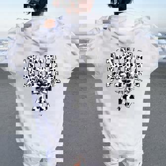 Mama Cow Print Coquette Bow Mother's Day Western Mom Women Women Oversized Hoodie Back Print | Mazezy