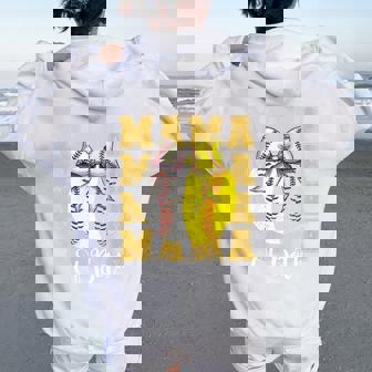 Mom Of Both Baseball Softball Coquette Baseball Women Oversized Hoodie Back Print - Thegiftio