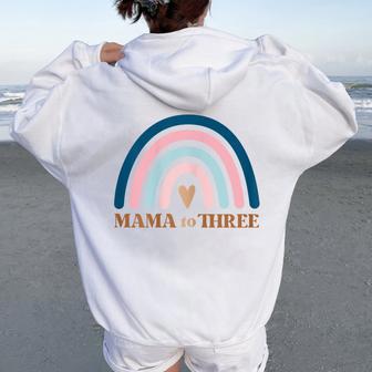 Mom Of Three Third Baby Announcement Women Oversized Hoodie Back Print - Thegiftio UK