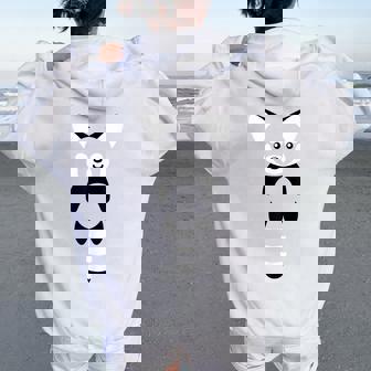 Panda Rouge Minimaliste Kawaii Sweat à capuche oversize pour femme avec imprimé dans le dos - Cadeauxyz