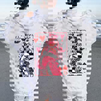 Queen Of Hearts Cute Playing Card Feminist Sassy Queen Women Oversized Hoodie Back Print | Mazezy