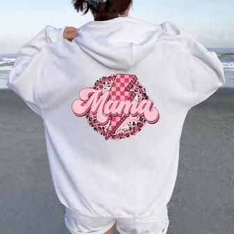 Retro Groovy Mama Leopard Mom Mother's Day Women Women Oversized Hoodie Back Print - Thegiftio UK