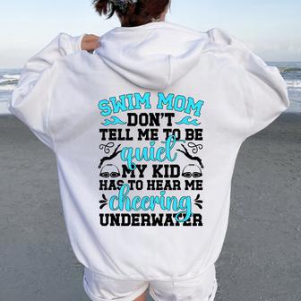 Swim Mom Swimming Mama Of A Swimmer Mom Swim Mother Women Oversized Hoodie Back Print - Thegiftio UK