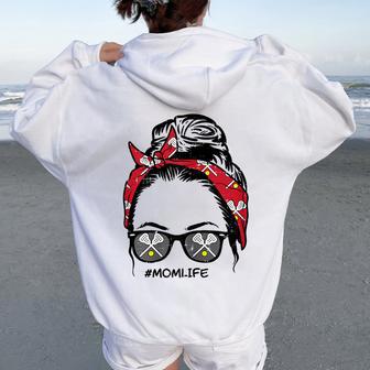 Woman Lacrosse Bandana Sunglasses Mom Life Mama Women Oversized Hoodie Back Print - Thegiftio UK