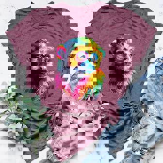 Colorful Capuchin Monkey Face Animal Lover Men Women Women's Heather T-Shirt - Monsterry