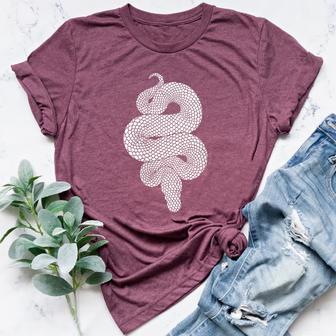 Curling Snake Scale Art Women's Heather T-Shirt - Monsterry