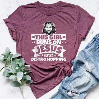 Girl Runs On Jesus And Distro Hopping Tank Top Women's Heather T-Shirt - Monsterry