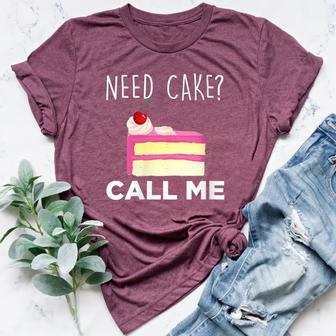 Need Cake Call Me Bakery Humor Women's Heather T-Shirt - Monsterry