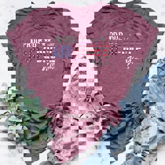 US Flag Proud Air Force Mom Women's Heather T-Shirt - Monsterry