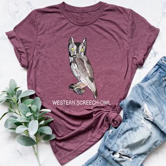 Western Screech-Owl Bird Lover Women's Heather T-Shirt - Monsterry