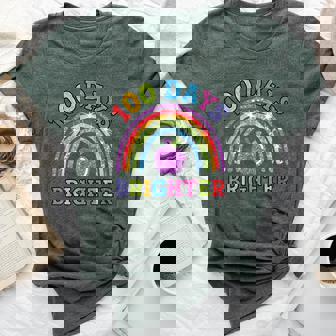 100 Days Brighter Rainbow Happy 100Th Days School Colorful Bella Canvas T-shirt | Mazezy