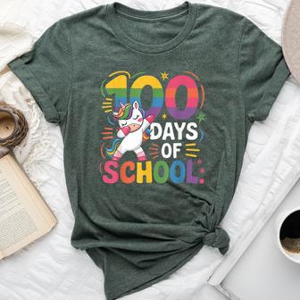 100 Days Of School Dabbing Unicorn 100 Magical Days Girls Bella Canvas T-shirt - Thegiftio UK
