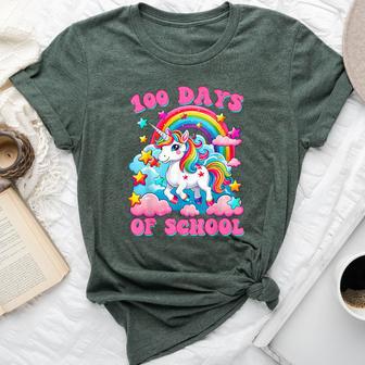 100 Days Of School Unicorn Girls Cute 100Th Day Of School Bella Canvas T-shirt - Thegiftio UK