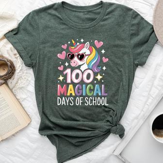 100 Magical Days Of School Unicorn 100Th Day Of School Girls Bella Canvas T-shirt - Thegiftio UK