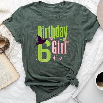 6Th Birthday Witch Pink And Green 6 Year Old Birthday Girl Bella Canvas T-shirt - Thegiftio UK