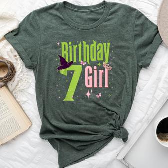 7Th Birthday Witch Pink And Green 7 Year Old Birthday Girl Bella Canvas T-shirt - Thegiftio UK