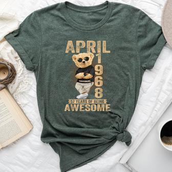 April 57Th Birthday 1968 Awesome Teddy Bear Bella Canvas T-shirt - Thegiftio UK