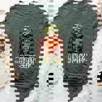 Aquarius Queen Black Woman Camo Hat Locs Birthday Bella Canvas T-shirt | Seseable CA