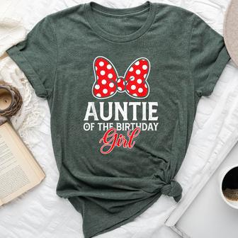 Auntie Of The Birthday Girl Cute Pink Bow Family Matching Bella Canvas T-shirt - Thegiftio UK