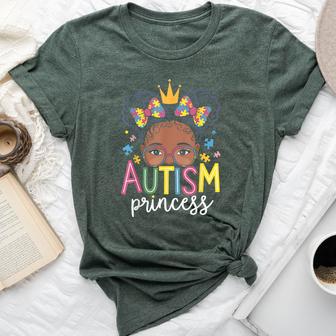 Autism Princess Afro Girls Bow Daughter Autism Awareness Bella Canvas T-shirt - Thegiftio UK