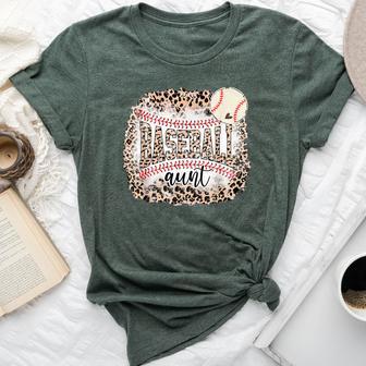 Baseball Aunt Leopard Softball Auntie Mother's Day Bella Canvas T-shirt - Thegiftio UK