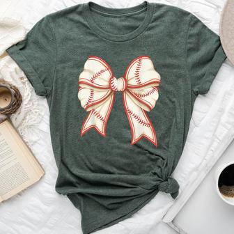 Baseball Bow Baseball Mom Baseball Sister Bella Canvas T-shirt - Thegiftio UK