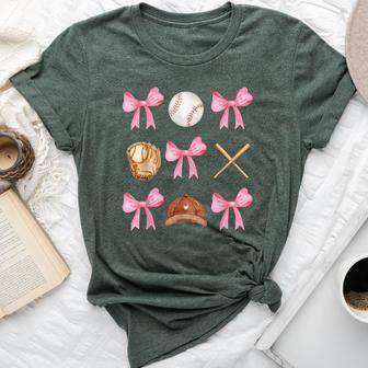 Baseball Coquette Bow Baseball Mama Baseball Mom Bella Canvas T-shirt - Thegiftio UK