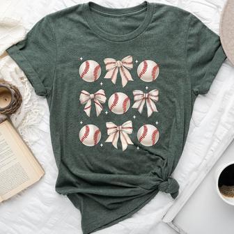 Baseball Coquette Bow Baseball Mom Baseball Mama Bella Canvas T-shirt - Thegiftio UK