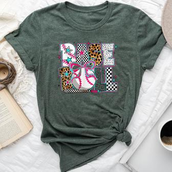 Baseball Mama Coquette Bow Game Day Baseball Mom Mother Bella Canvas T-shirt - Thegiftio UK