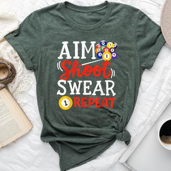 Billiards Pool Snooker Aim Shoot Swear Repeat For Women Bella Canvas T-shirt - Thegiftio UK