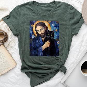 Black Cat Jesus For Christian Bella Canvas T-shirt - Thegiftio UK