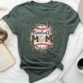 Bleached Softball Baseball Mom Leopard Mother's Day Bella Canvas T-shirt - Thegiftio UK