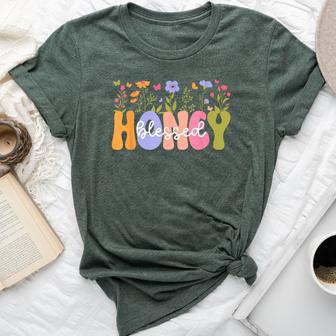 Blessed Honey Grandma Groovy Honey Grandmother Bella Canvas T-shirt - Thegiftio UK