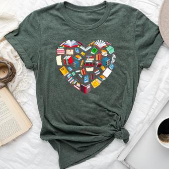 Book Lover Librarian Teacher Bookish Books Heart Valentine Bella Canvas T-shirt - Thegiftio UK