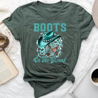 Boots On The Ground Boot Cowboy Western Cowgirl Women Bella Canvas T-shirt - Thegiftio UK