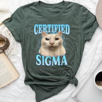 Certified Sigma Cat Meme Humorous Joke Sarcastic Bella Canvas T-shirt - Thegiftio UK