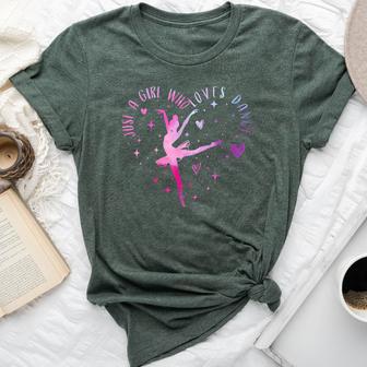 Cute Just A Girl Who Loves Dance Lover Girl Dancing Bella Canvas T-shirt - Thegiftio UK