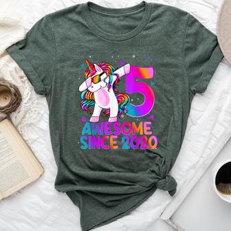 Dabbing Unicorn 5 Year Old 5Th Birthday Girl Unicorn Party Bella Canvas T-shirt - Thegiftio UK