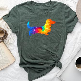 Dachshund Doxie Long Haired Tie Dye Dog Mom Dad Lover Cute Bella Canvas T-shirt - Thegiftio UK