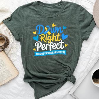 Down Right Perfect World Down Syndrome Awareness Boys Girls Bella Canvas T-shirt - Thegiftio UK