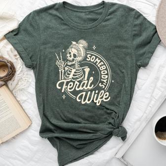 Feral Wife Skeleton Spoiled Wife Somebody's Feral Wife Bella Canvas T-shirt - Thegiftio UK