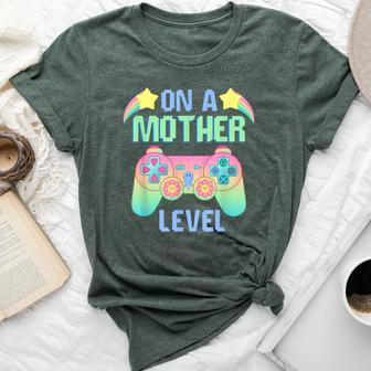 On A Mother Level Gamer Mom Retro Gaming Bella Canvas T-shirt - Thegiftio UK