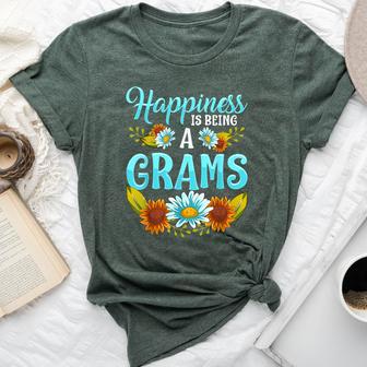 Happiness Is Being A Grams Cute Floral Bella Canvas T-shirt - Thegiftio UK